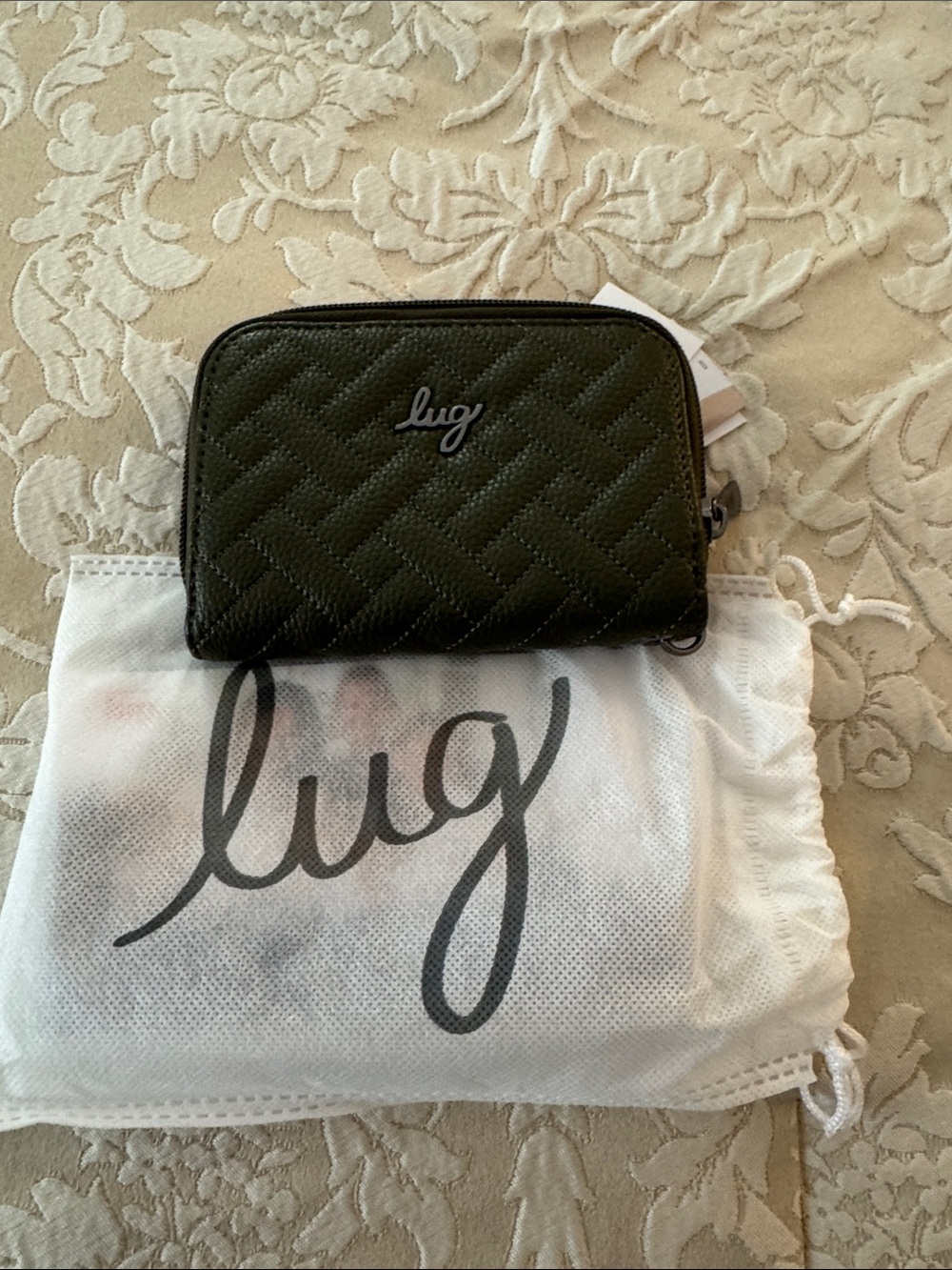lug Quilted Olive Green Compact Zip Wallet